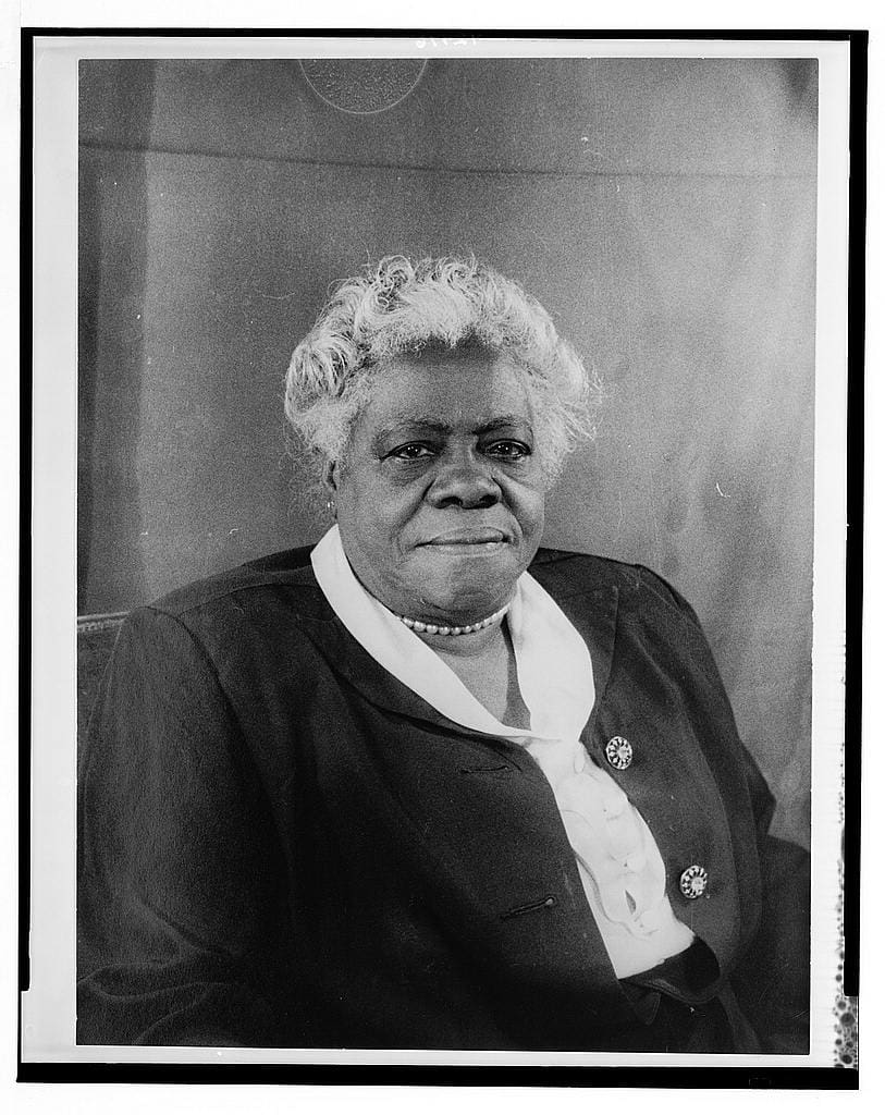 Portrait of Mary McLeod Bethune, educator, civil rights leader, and founder of Bethune-Cookman College. Library of Congress, public domain.