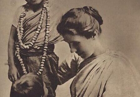 Amy Carmichael with rescued children at the Dohnavur Fellowship in India, where she rescued temple children for 55 years
