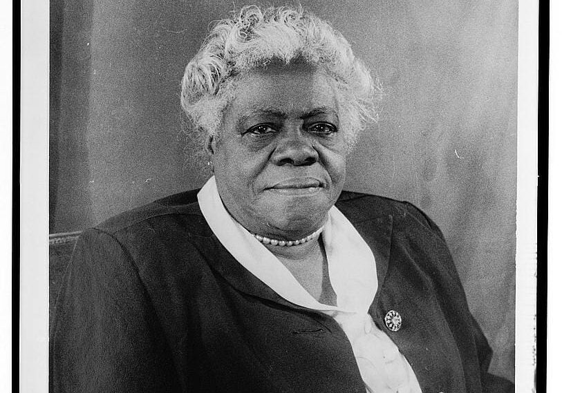 Portrait of Mary McLeod Bethune, educator, civil rights leader, and founder of Bethune-Cookman College. Library of Congress, public domain.